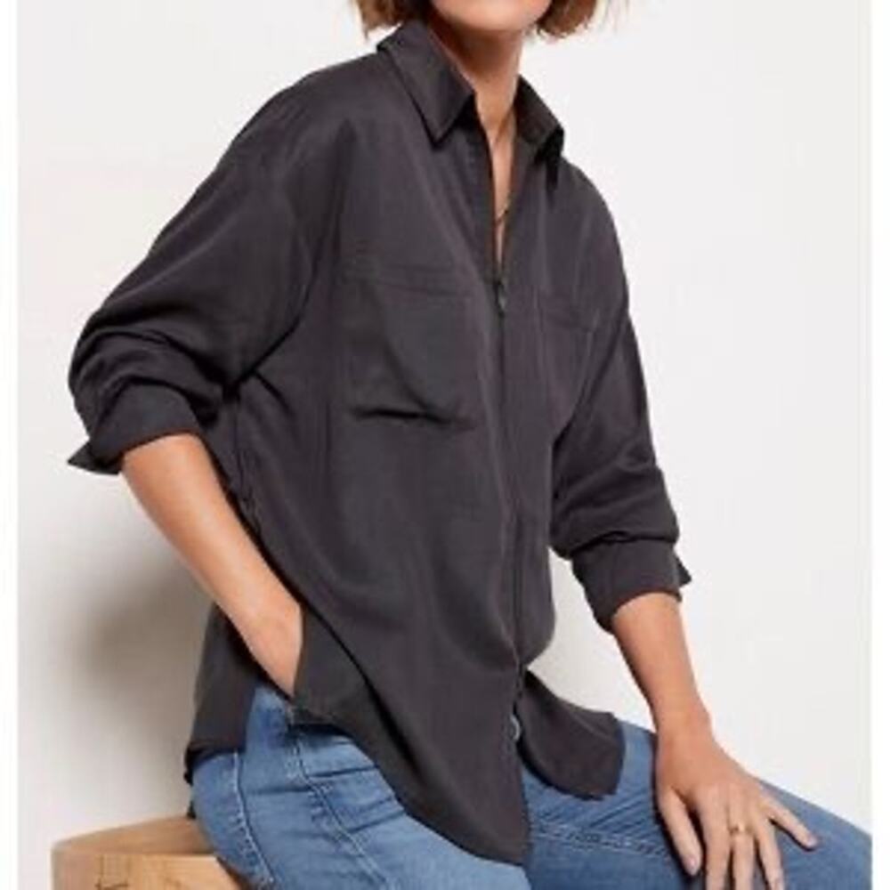 LNA Zip Front Long Sleeve Utility Shirt Black Size Large